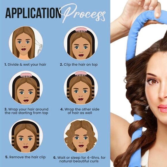 KAV Silk Heatless Curling Rod with Clip and Scrunchie Set, 4pcs set - Picture 5 of 5